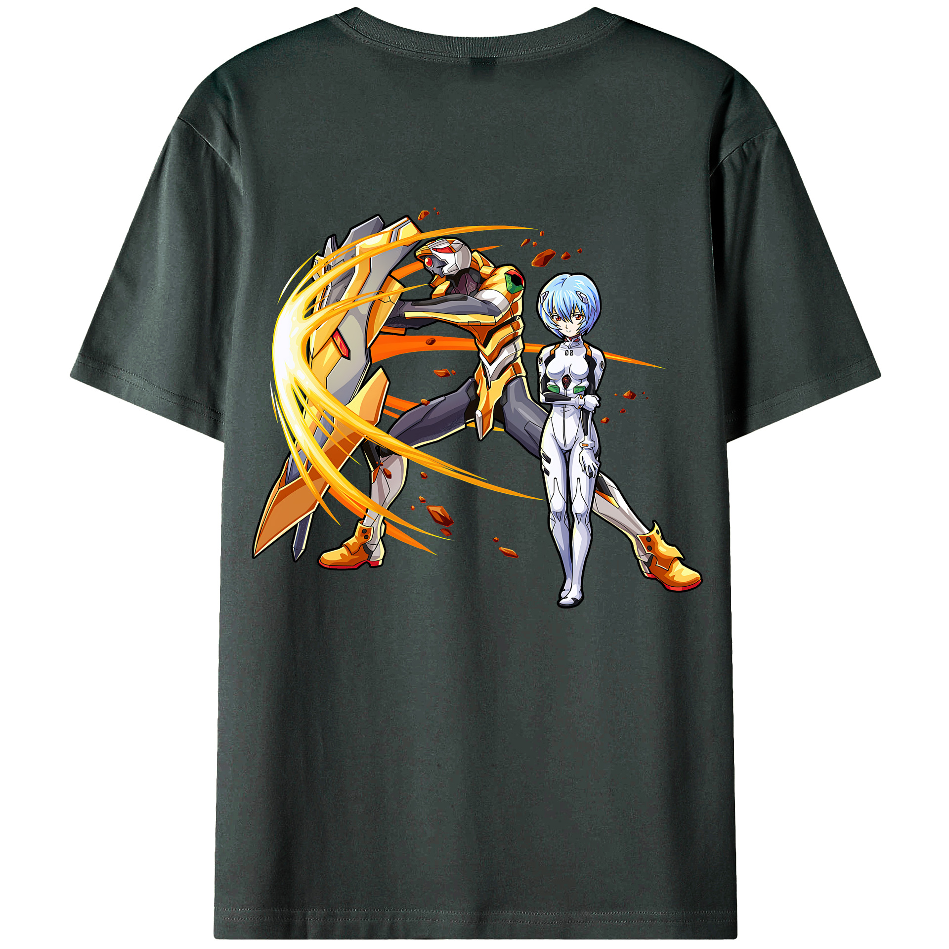 （画像用） EVA 新世紀エヴァンゲリオン 綿100％ メンズ半袖Tシャツ（バックプリント） 通気性
